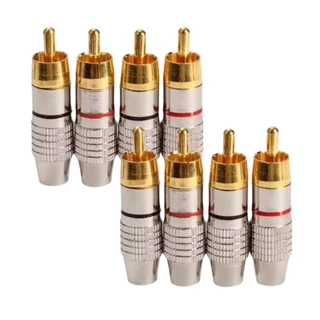 ปลั๊กขั้วต่อปลั๊ก RCA ตัวผู้4ชิ้น,สายล็อควิดีโอ AV ไม่มีการบัดกรีปลั๊กอะแดปเตอร์กล้องวิดีโอกล้องวงจรปิดเพื่อความปลอดภัย