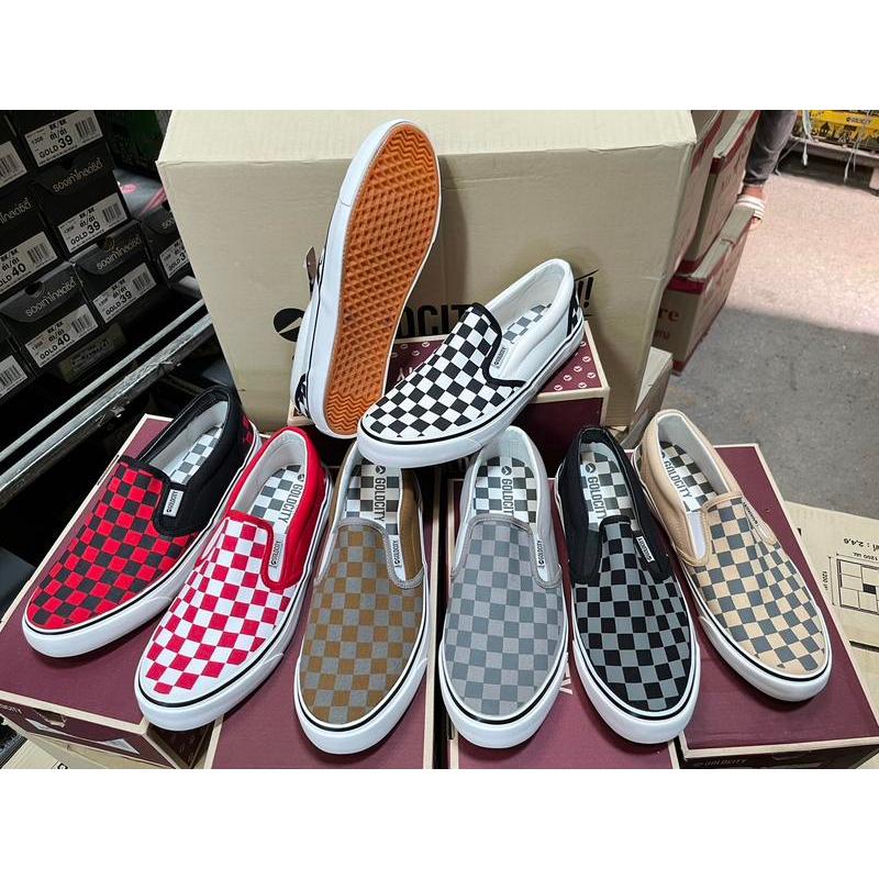 NFshoes Goldcity GC901 รองเท้าสลิปออนผ้าใบแฟชั่นทรงคลาสสิค ลายหมากรุก (โกลด์ซิตี้) SIZE 39-45 slipon รูปที่ 8