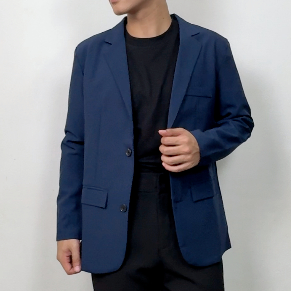 Blazer เสื้อเบลเซอร์สีกรมท่า เสื้อคลุม ผู้ชาย ชุดไปงานแต่ง