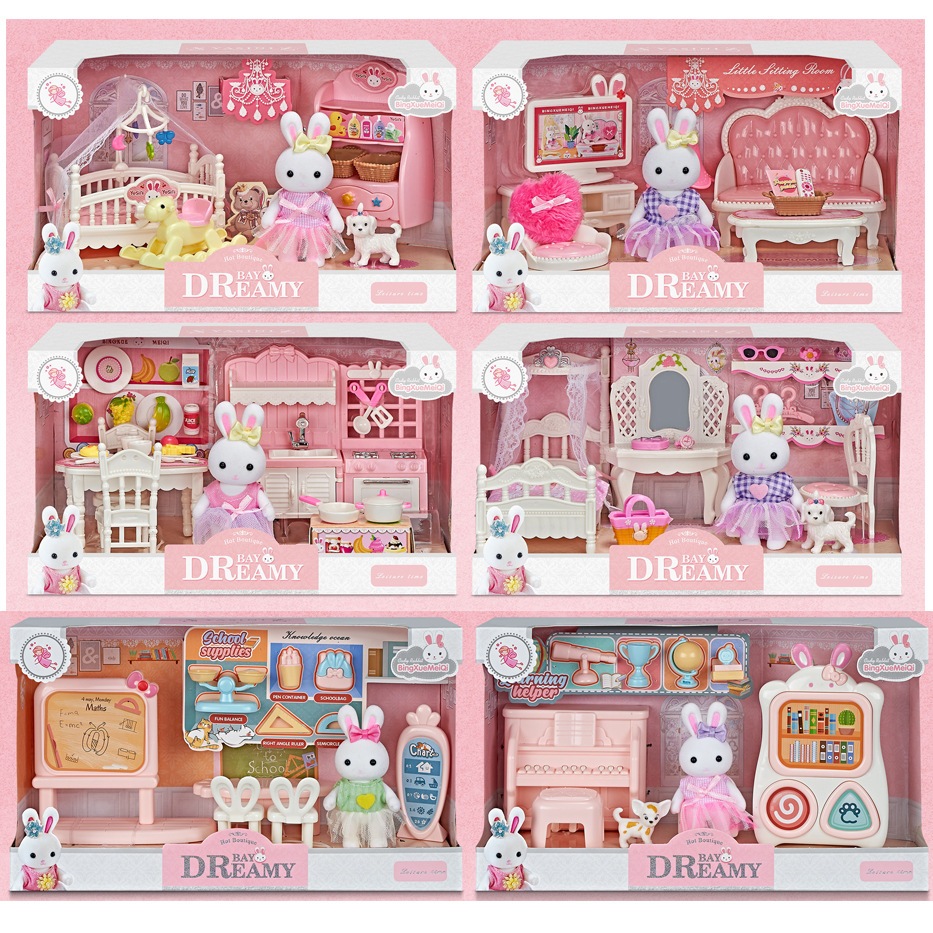 บ้านตุ๊กตา​ DIY ห้องกระต่ายดรีมมี่คละแบบ​ เฟอร์นิเจอร์สวยๆงานน่ารัก​