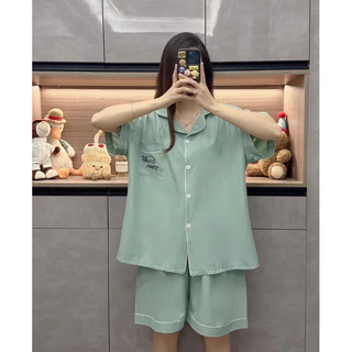 พร้อมส่ง!!!ชุดนอนผ้าไหมอิตาลีแขนสั้นขาสั้น อก 52นิ้ว ไซส์ใหญ่