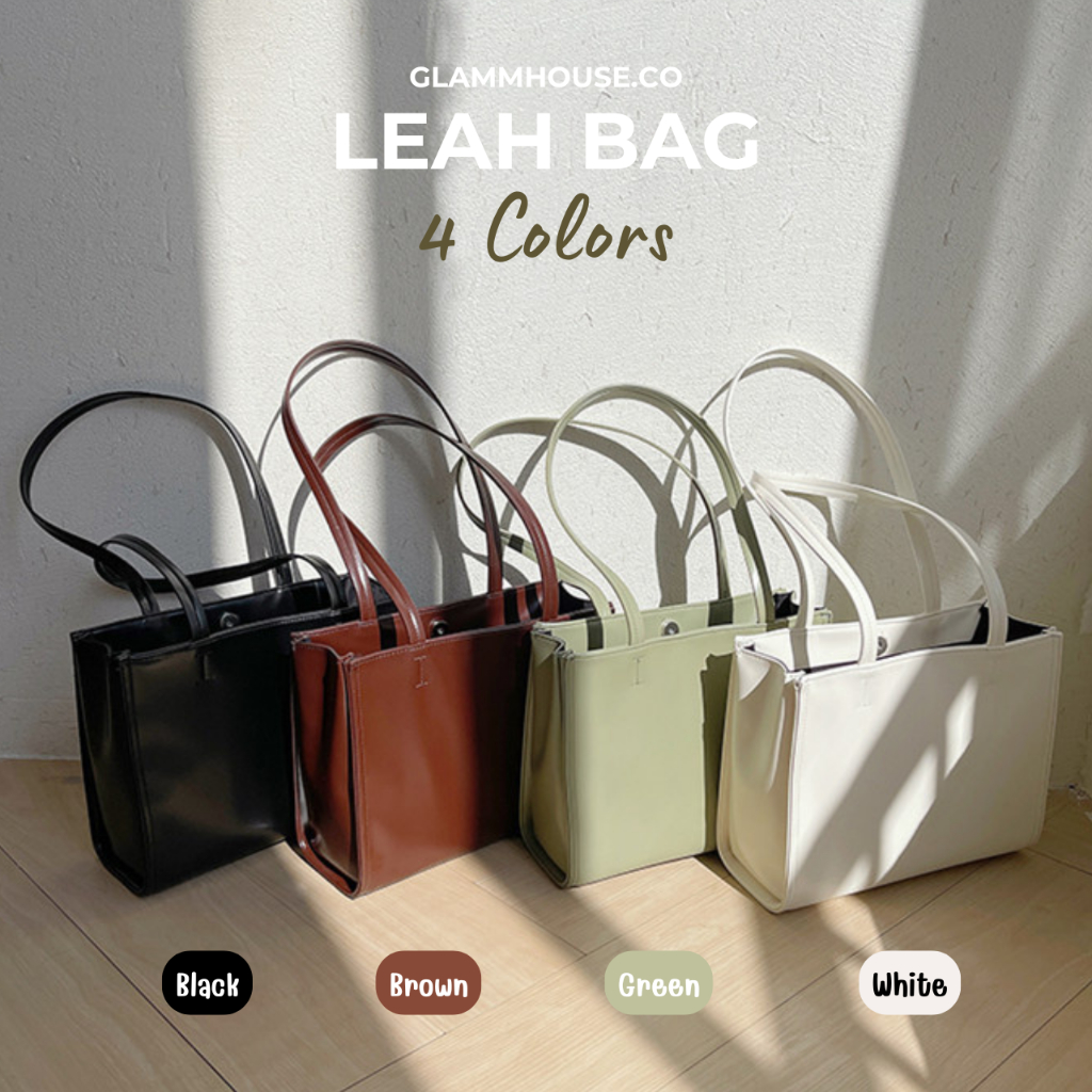 Glammhouse - Leah bag กระเป๋าหนังสไตล์เกาหลี ลุคมินิมอลสุดๆ น้องใส่ของได้เยอะ ใส่ A4 / Ipad / Macbook ได้ด้วยน้า