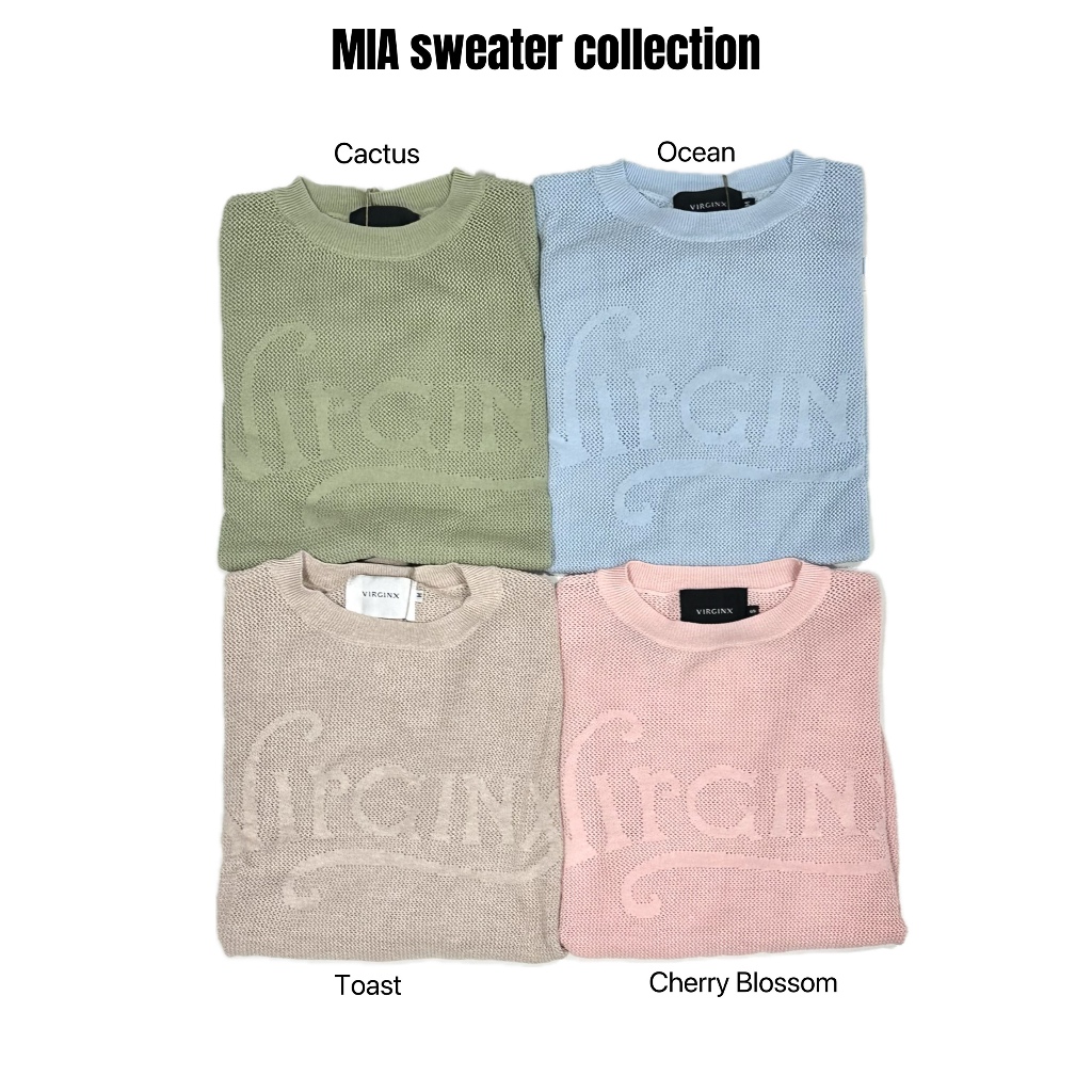 MIA MESH SWEATER in Toast,Black,Ocean,Cactus, Cherry Blossom