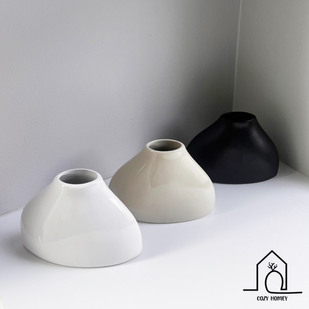 แจกันเซรามิก ทรงวงรี ของแต่งบ้านมินิมอล | Ceramic Vase - Cozy Homey