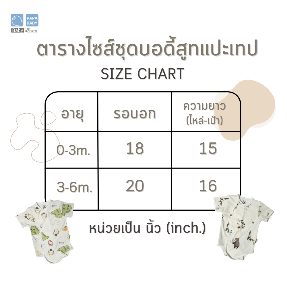PAPA BABY ชุดผ้าดูด ชุดผ้าแปะสำหรับเด็ก จากผ้า Cotton สวมใส่ง่าย ชุดเด็กแรกเกิด เสื้อผ้าเด็ก - รูปที่ 4