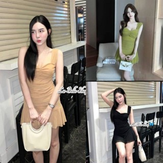 🔥มินิเดรสกล้ามซีทรู เดรสสั้นเซ็กซี่สีพื้นพร้อมส่ง 4 สี