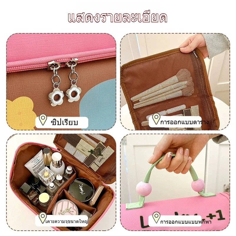 【ส่งจากกทม|พร้อมสต็อก】 แฟชั่นเดน บ้านรูปร่างกระเป๋าเครื่องสําอาง,กระเป๋าคลัทช์ไนลอนมือถือแต่งหน้ากระเป๋า