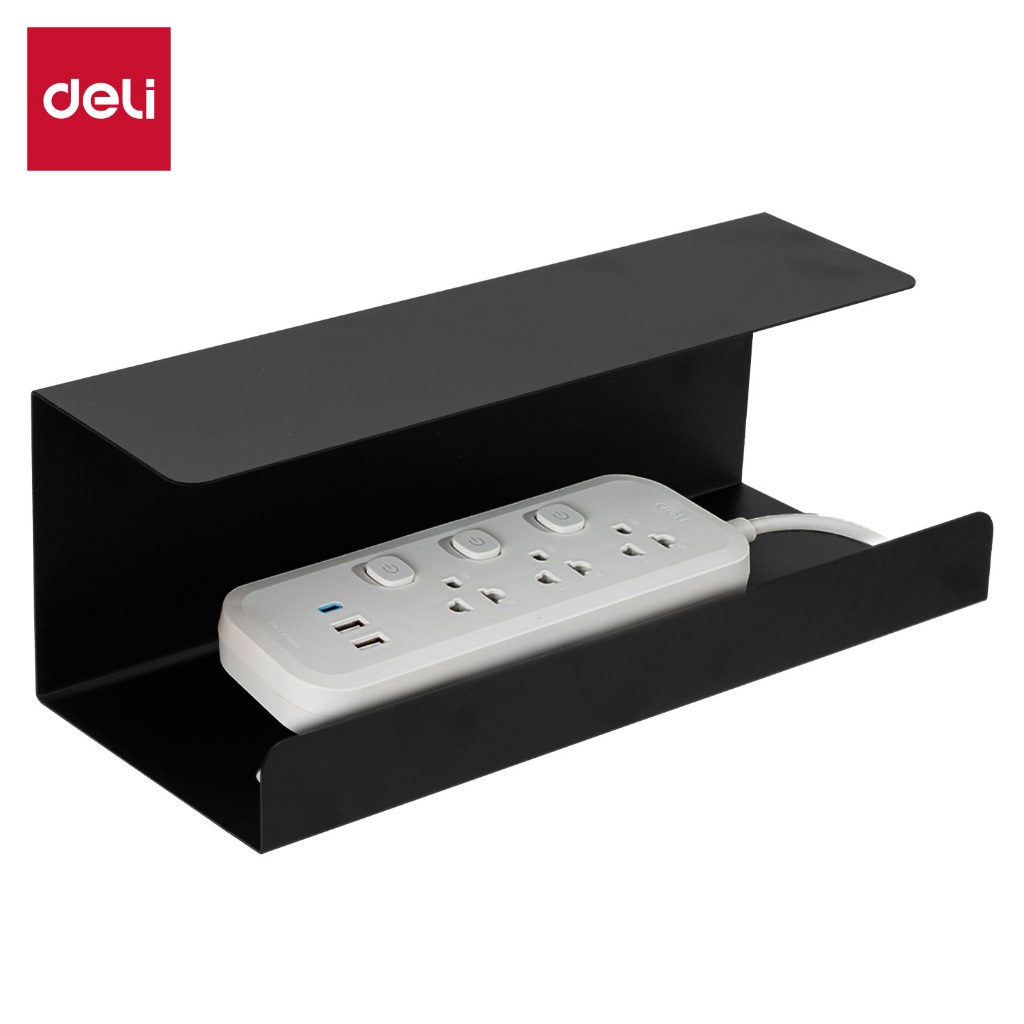 Deli ชั้นเก็บของใต้โต๊ะ ชั้นเก็บรางปลั๊ก เคลื่อนย้ายได้ มีกาวในตัว Power Strip Storage Rack