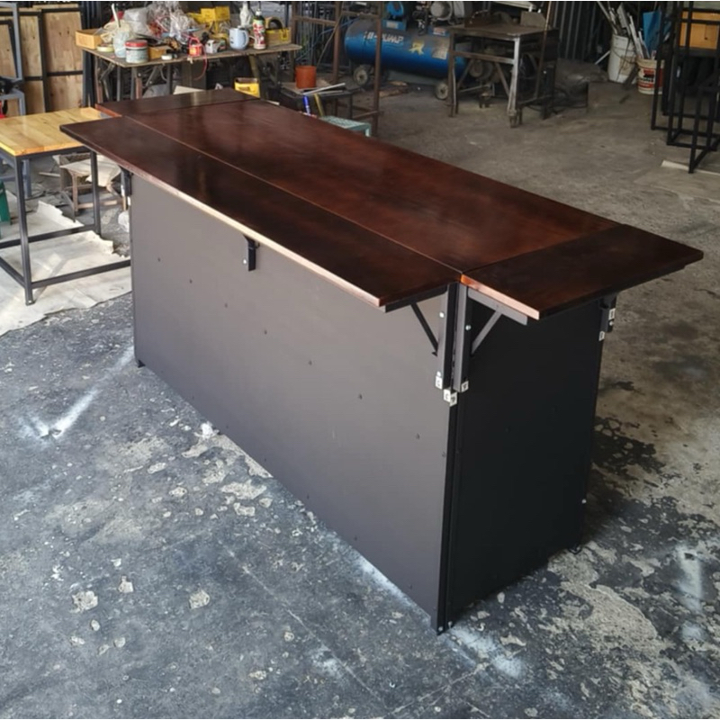 👉ชุดเคาเตอร์หัวโล้น“แผ่นเรียบ(ขนาด50x150x85cm-แบบไม่มีประตู/💥มีบาร์ไม้พับด้านข้างยาว190ซม..ราคา9,190บาท#พับใส่เก๋งได้ค่ะ