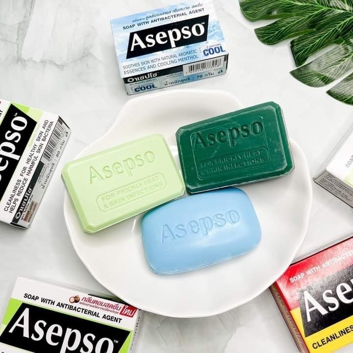 Asepso สบู่ก้อน สบู่อนามัย ลดแบคทีเรีย สิว ผดผื่น กลิ่นกาย บำรุงผิว 1 ก้อน