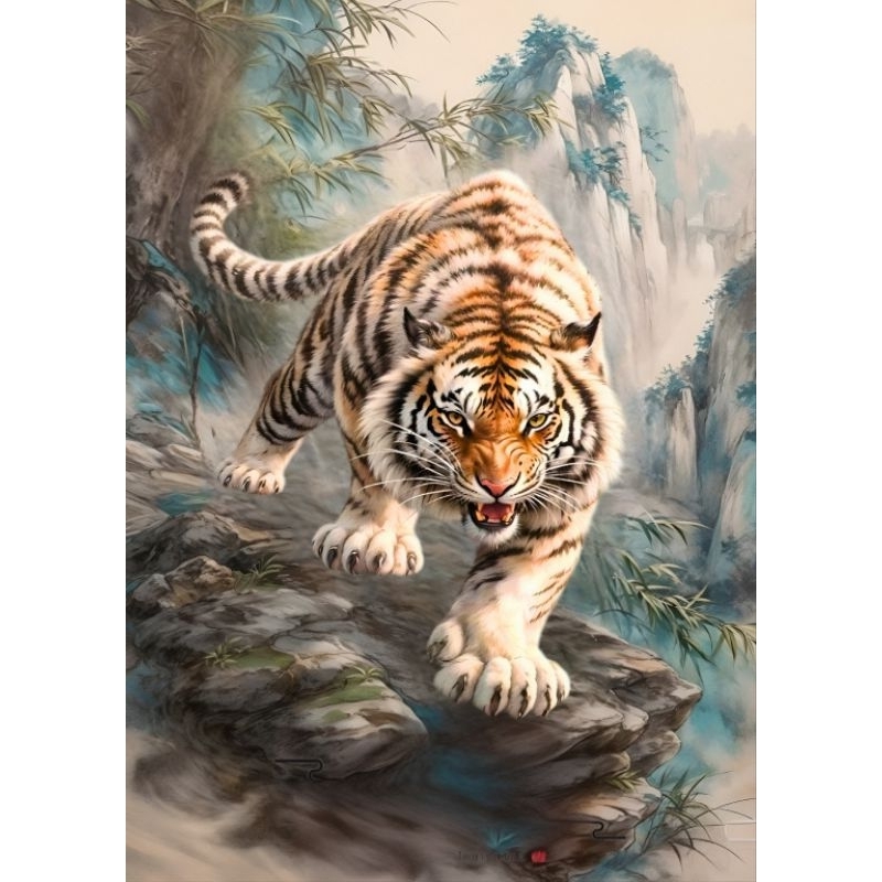 รูปโปสเตอร์ เสือ ไม่มีกรอบ ติดผนัง ภาพมงคล เสริมฮวงจุ้ย ตกแต่งบ้าน ขนาด A3