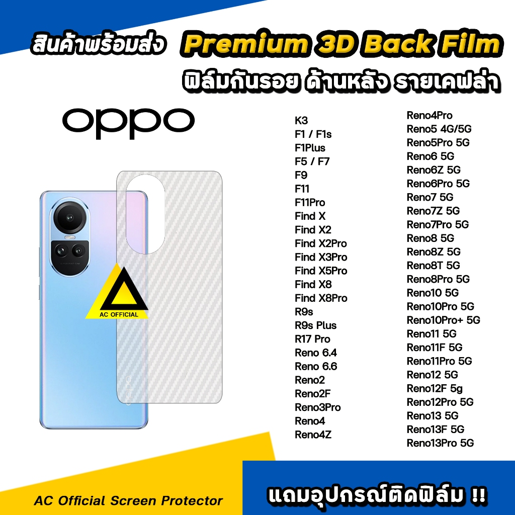 ฟิล์มหลัง เคฟล่า For OPPO Reno13F Reno13Pro Reno12 F Reno11 Reno10 Reno8T Reno7 Reno6 Reno5 Find X8Pro ฟิล์มกันรอย oppo