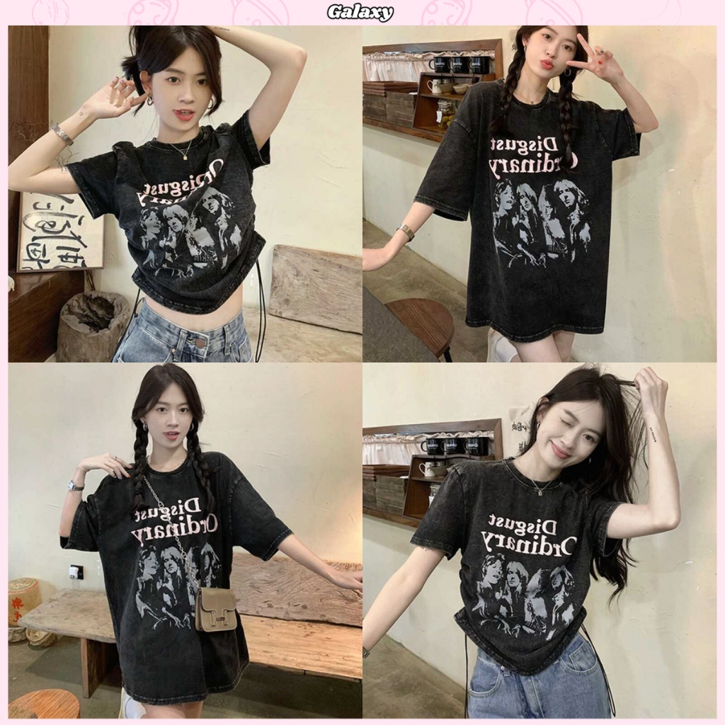 เสื้อยืดวินเทจ  เสื้อครอป   ข้าได้กับทุกออกเเบบ  คอกลม  ทรงหลวม  เซ็กซี่ #0202526