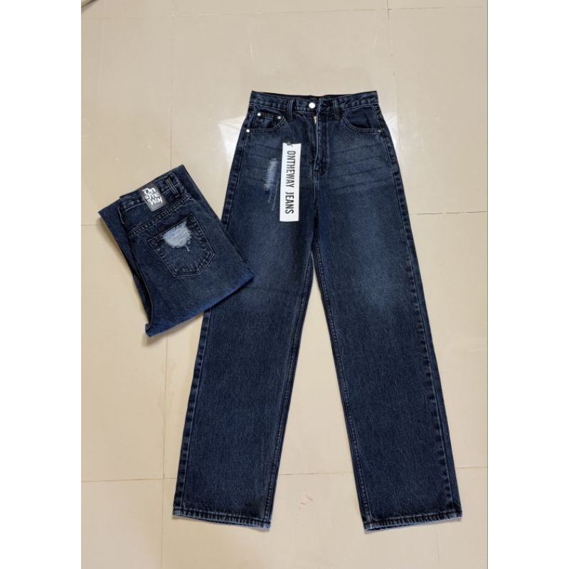 📢พร้อมส่ง👖กางเกงยีนส์ขากระบอก สีโนว์มิด รุ่นใหม่ สวยๆ เอวสูง เก็บพุง ใส่สบาย