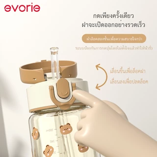 Evorie รุ่นยกดื่มเปลี่ยนเป็นรุ่นหลอดดูด ฝาสำหรับแก้วหลอดดูด |ใช้ได้กับขวดน้ำขนาด 380 มล.