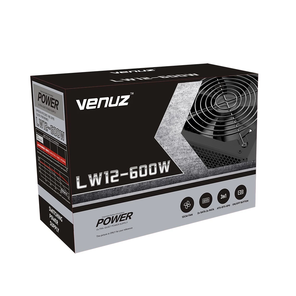 POWER SUPPLY (อุปกรณ์จ่ายไฟ) VENUZ 600W LPW12-600W - Black