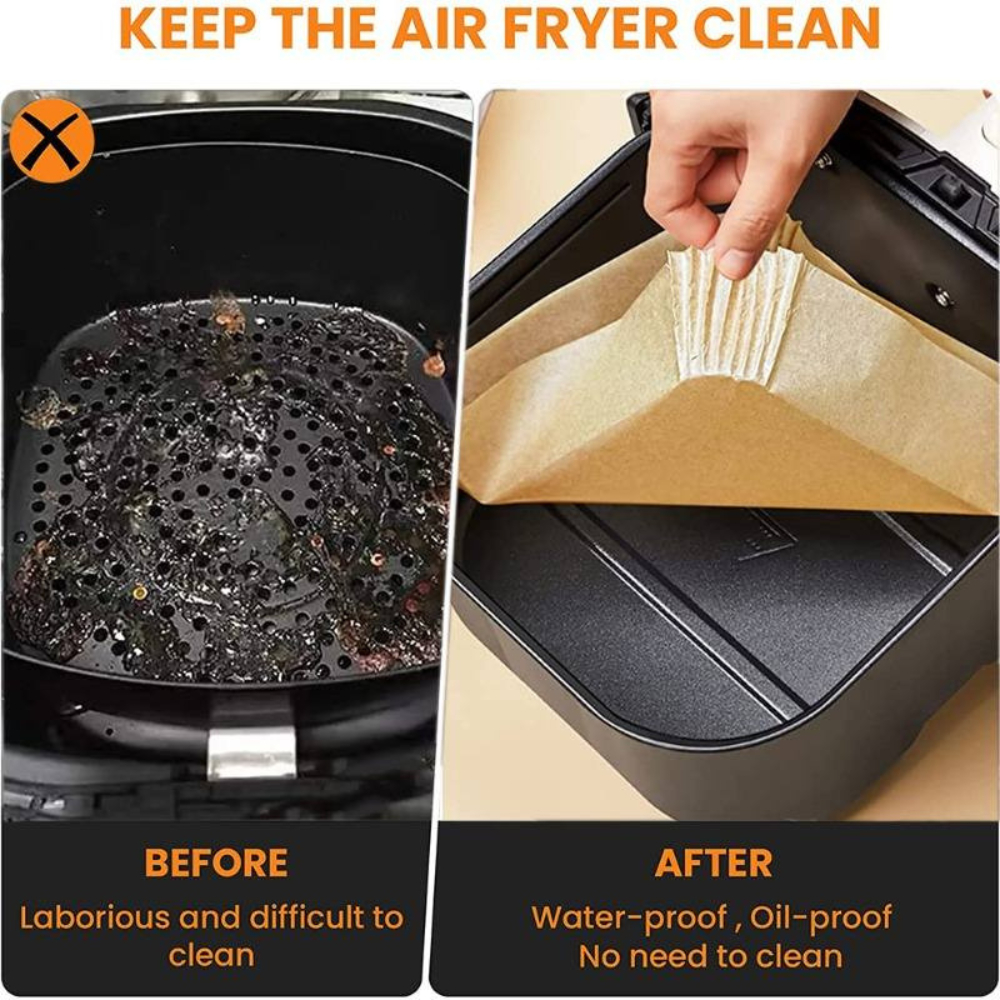กระดาษรองหม้อทอด กระดาษรองอบ 50 ชิ้น สี่เหลี่ยม แบบใช้แล้วทิ้ง Air Fryer Paper ราคา ถูกที่สุด ดีลบีเคเค แกลเลอรีภาพที่ 6