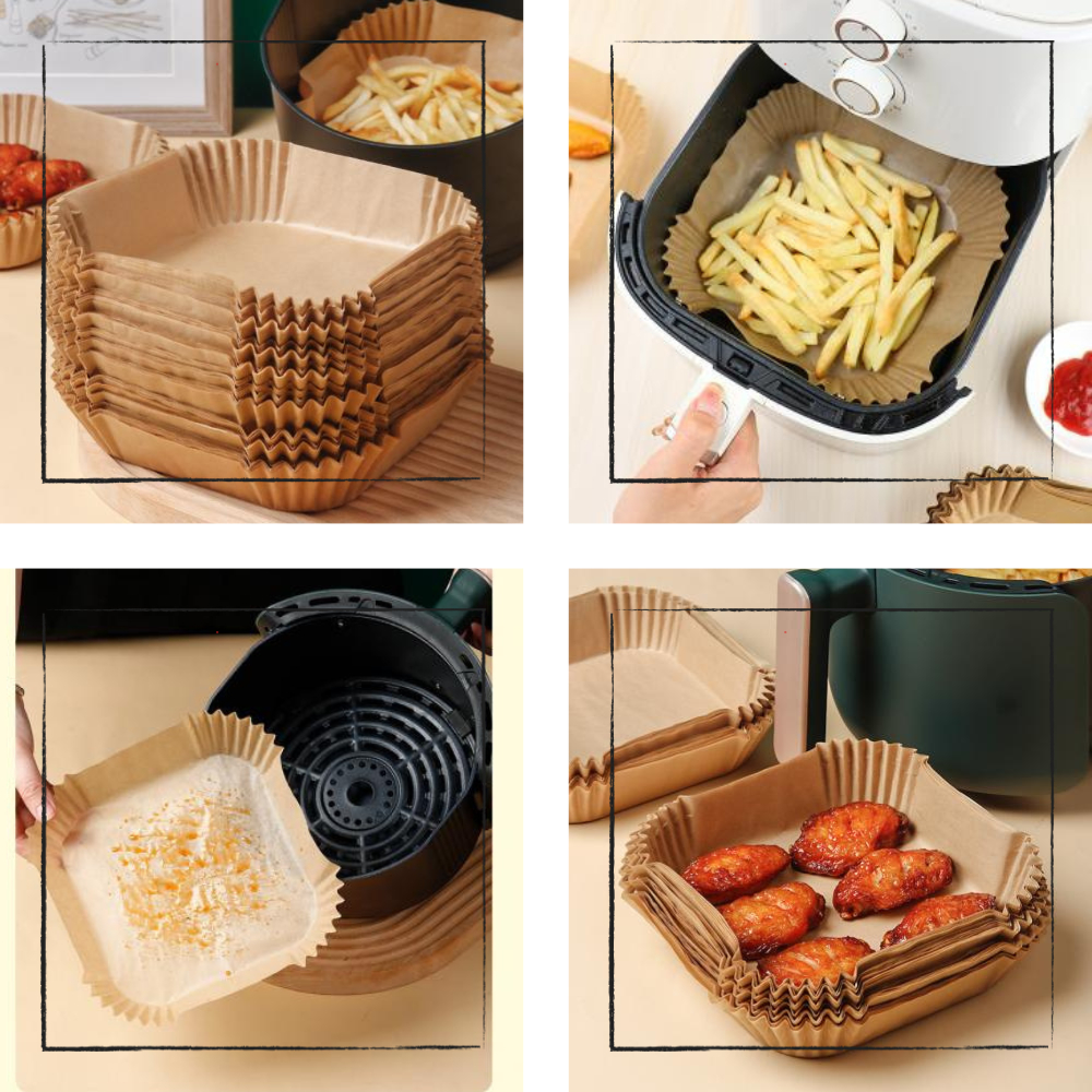 กระดาษรองหม้อทอด กระดาษรองอบ 50 ชิ้น สี่เหลี่ยม แบบใช้แล้วทิ้ง Air Fryer Paper ราคา ถูกที่สุด ดีลบีเคเค แกลเลอรีภาพที่ 9