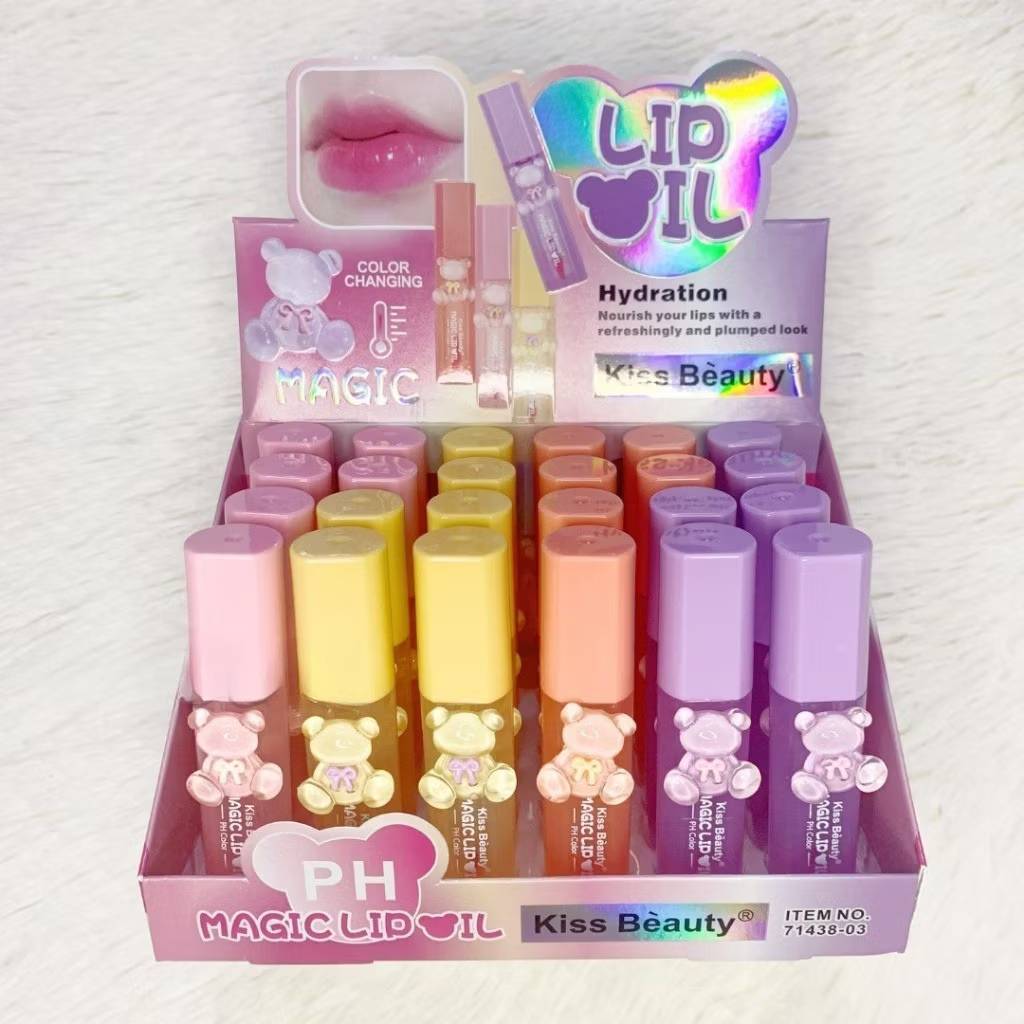 Kiss Beauty ลิปกลอสเปลี่ยนสี ลิปกลอสหมีบำรุงริมฝีปากให้อมชมพู(คละสี) 71438-03