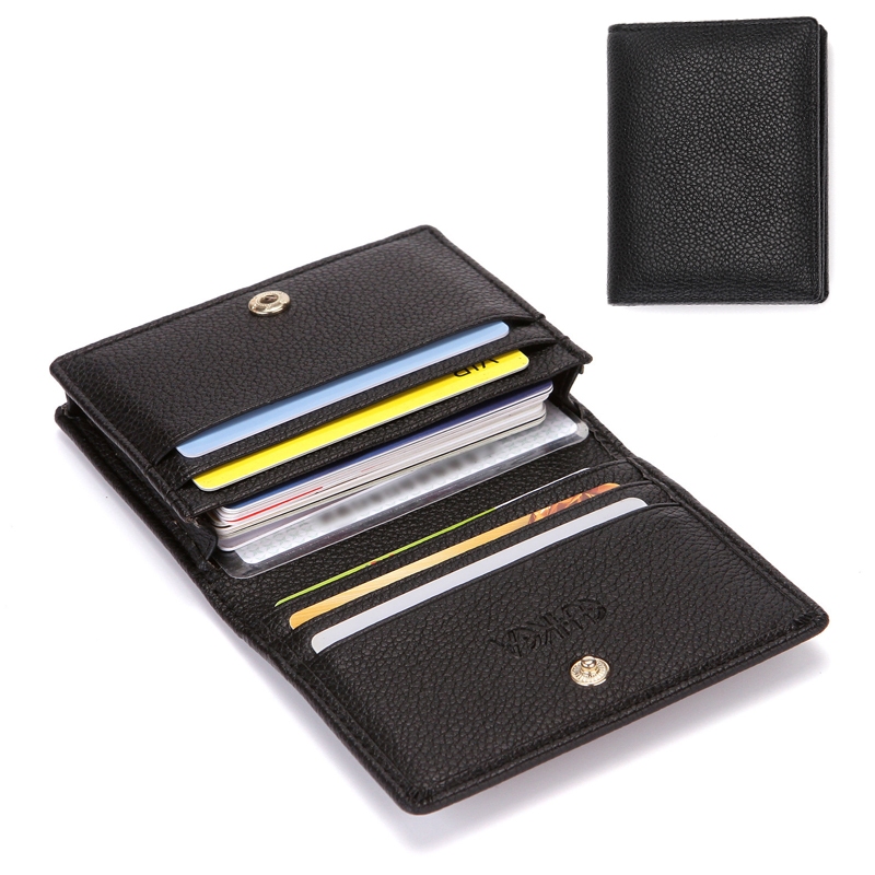 ส่งไวจากไทย กระเป๋าหนังใส่บัตรธุรกิจพร้อมปุ่มสําหรับบัตรประชาชนบัตรประชาชนหนังสือเดินทางและนามบัตร กระเป๋าใส่บัตร