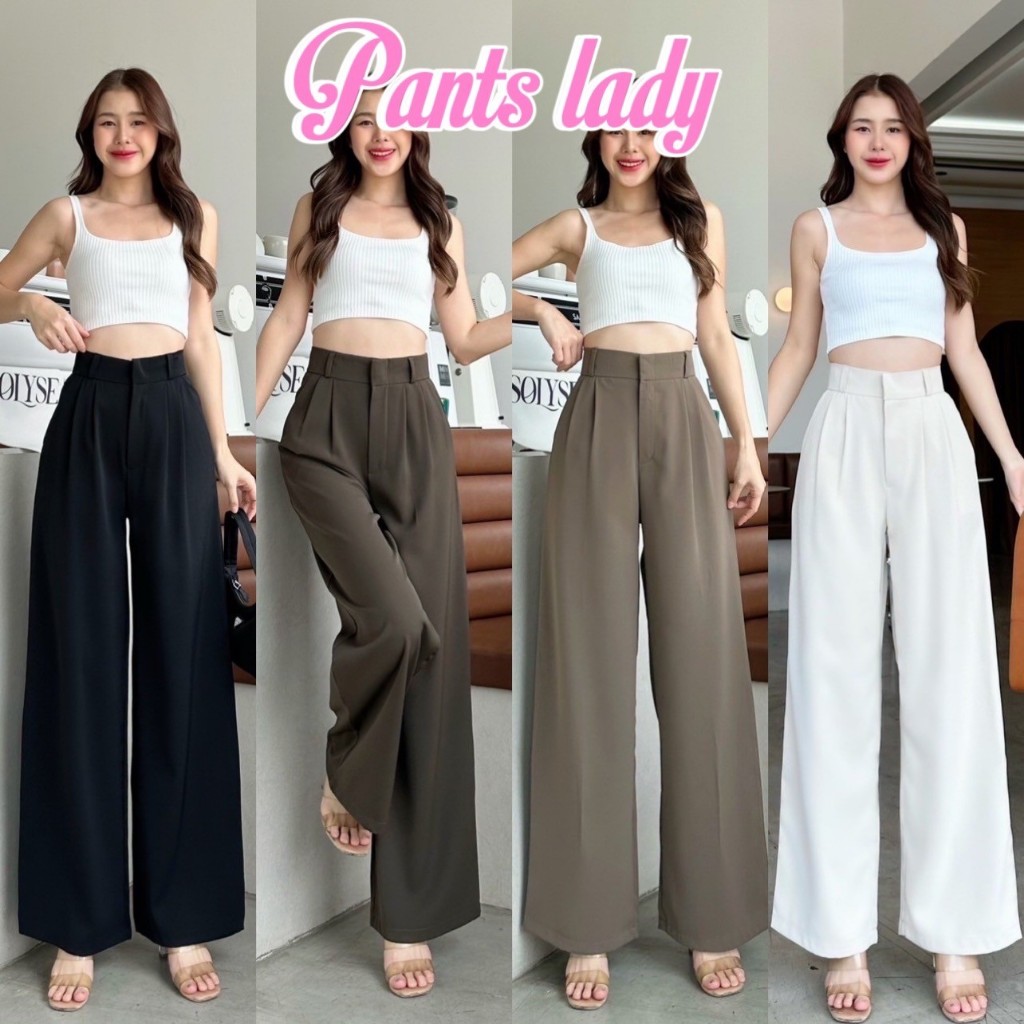 PT15 กางเกงขายาว กางเกงทรงกระบอก ใหญ่ เอวเล็กสะโพกใหญ่ ใส่สวยมาก Pants Lady