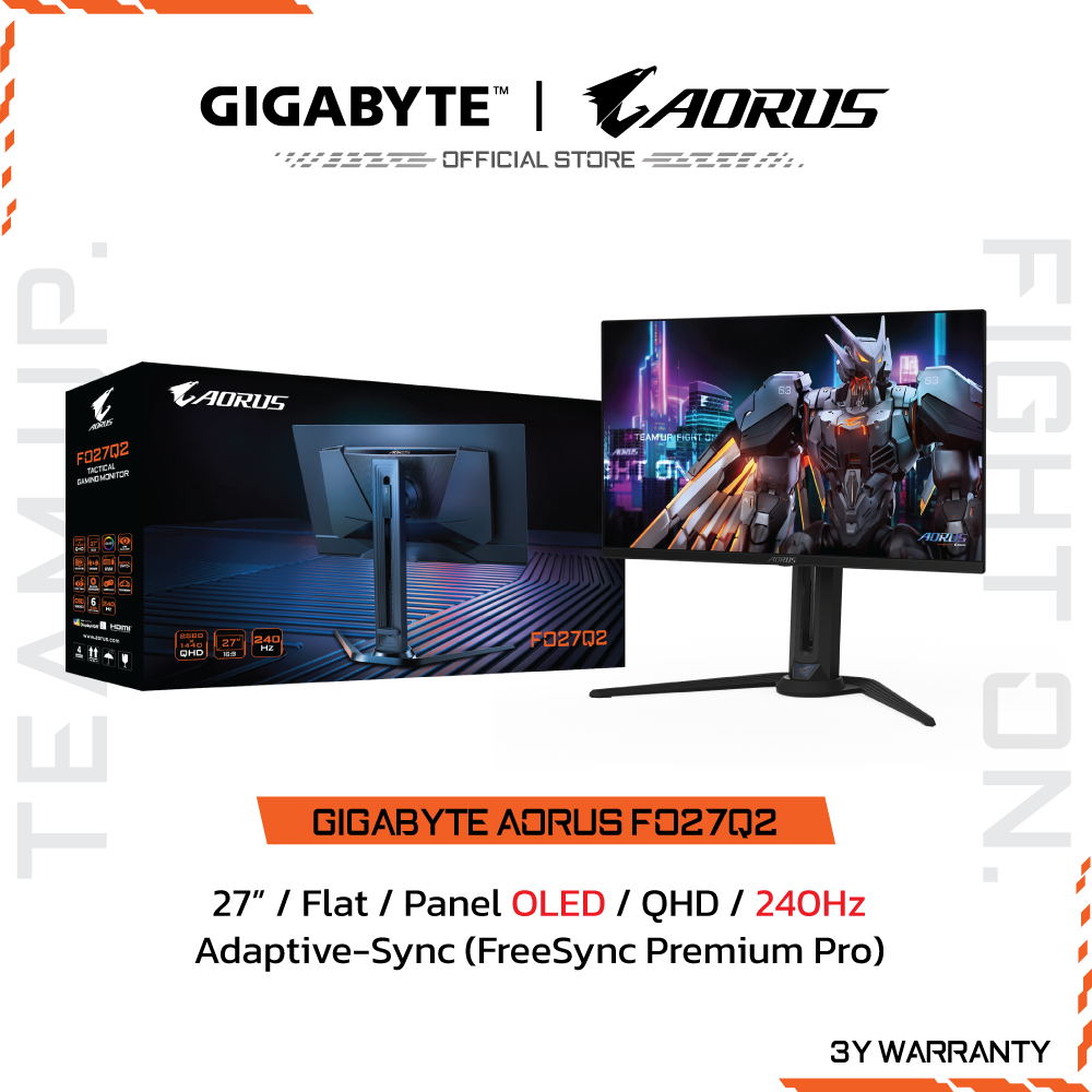 GIGABYTE AORUS FO27Q2 Gaming Monitor (จอมอนิเตอร์) | 27" QHD | OLED | 0.03ms | 240Hz | Adaptive-Sync