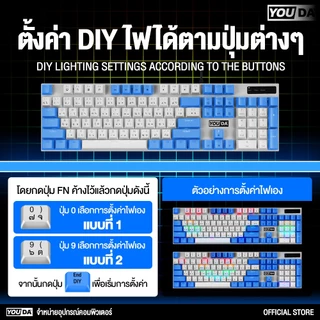 YOUDA แป้นพิมพ์เกม Blue Switch Mechanical Keyboard ไฟRGB YD-K920 คีย์บอร์ดเกมมิ่ง คีย์บอร์ดไทย คีย์บอร์ดแมคคานิคอล