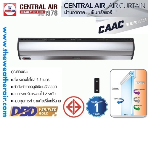 ม่านอากาศ Central Air (Air Curtain) รุ่น CAAC ขนาด 90CM-180CM แรงลม 3.5 เมตร แถมฟรี รีโมทไร้สาย