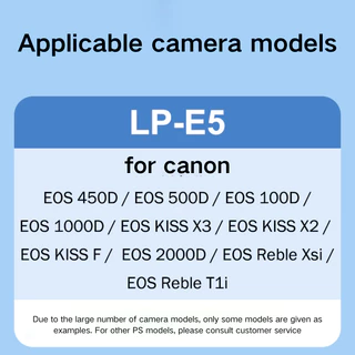 LP-E5 แบตเตอรี่ LPE5 สำหรับ Canon EOS 450D 500D 1000D 2000D เครื่องชาร์จกล้อง DSLR