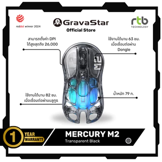 (ประกันศูนย์ไทย 1 ปี) GravaStar Mercury M2 เมาส์เกมมิ่งไร้สาย Wireless Gaming Mouse