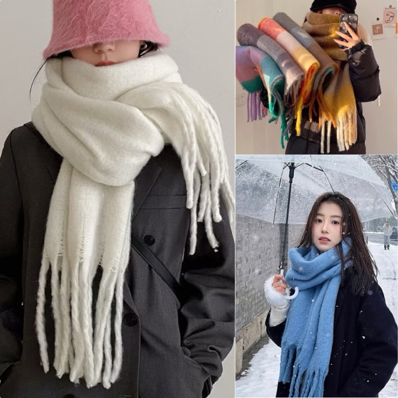 [พร้อมส่ง🧣] ผ้าพันคอ ผ้าคลุมไหล่ ผืนใหญ่ ลายสก๊อตกำลังฮิต ให้ความอบอุ่น สไตล์เกาหลีญี่ปุ่น