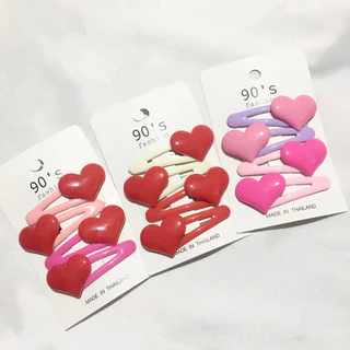(ราคา/แผง)💗 กิ๊บเป๊าะแป๊ะหัวใจ สีหวานพาสเทล น่ารักสดใส ติดตกแต่งผม