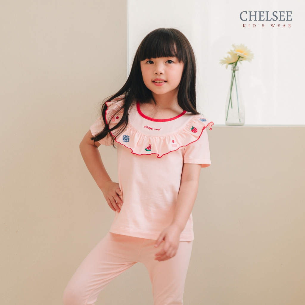 Chelsee เสื้อยืดปกกะลาสี กางเกงขาสั้น ลายทะเล ผ้า 100%Cotton เด็กผู้หญิง อายุ 1.5-10ปี เสื้อผ้าเด็กโต รุ่น238255/238246