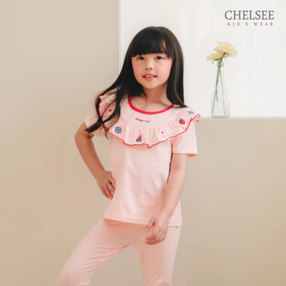 Chelsee เสื้อยืดคอกลม ปกระบาย ลายผลไม้ ผ้า 100%Cotton อายุ 1.5-10 ปี เด็กผู้หญิง เสื้อผ้าเด็กโต รุ่น 238128