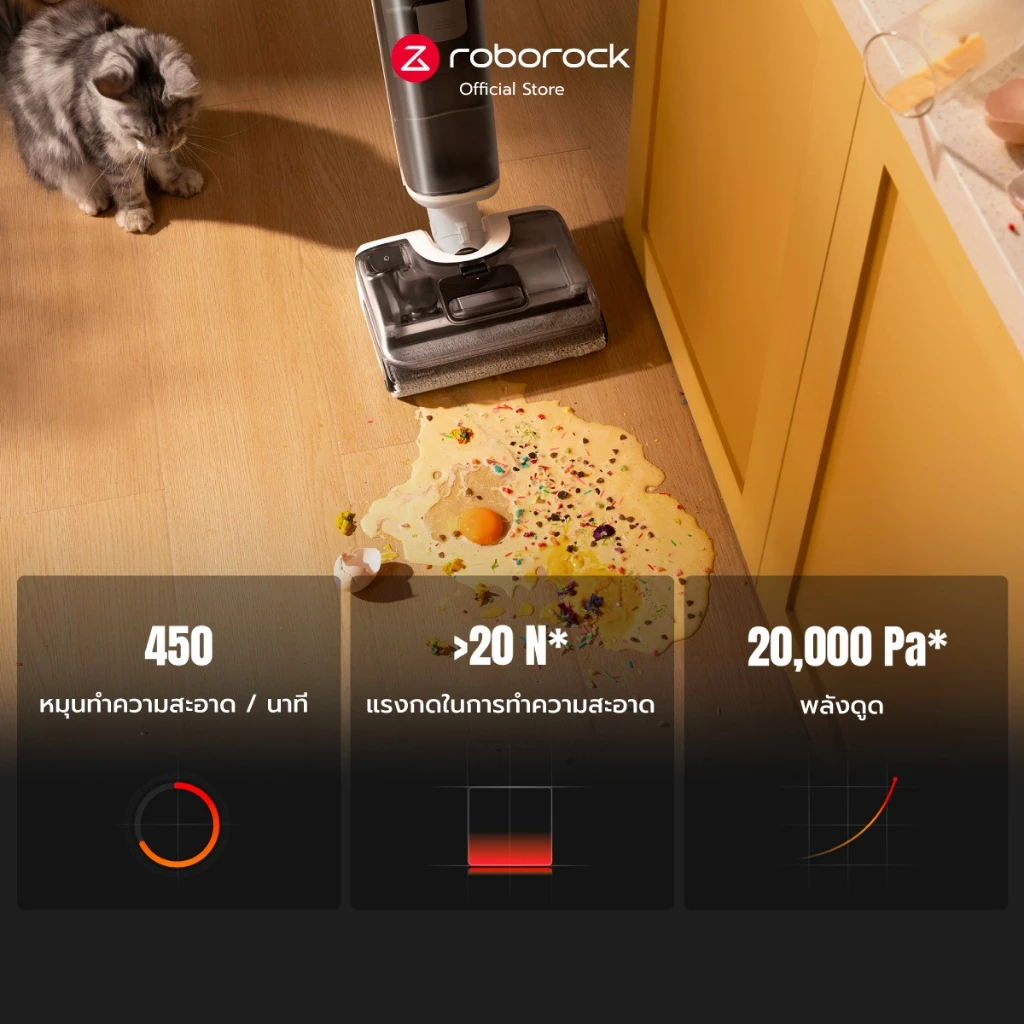 Roborock F25 RT Series เครื่องล้างพื้น ไร้สาย อัจฉริยะ เอนราบ180 องศา พลังดูด 20,000Pa รับประกันสินค้า 2 ปี thumbnail 6