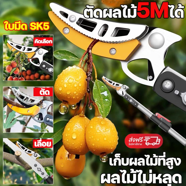 【เหล็ก sk5 นำเข้า】กรรไกรตัดกิ่ง ยืดไสลด์ 2.3M-4M อุปกรณ์ตัดแต่งกิ่งมืออาชีพ กรรไกรตัดกิ่งด้ามยาว กรรไกรตัดกิ่งไม้