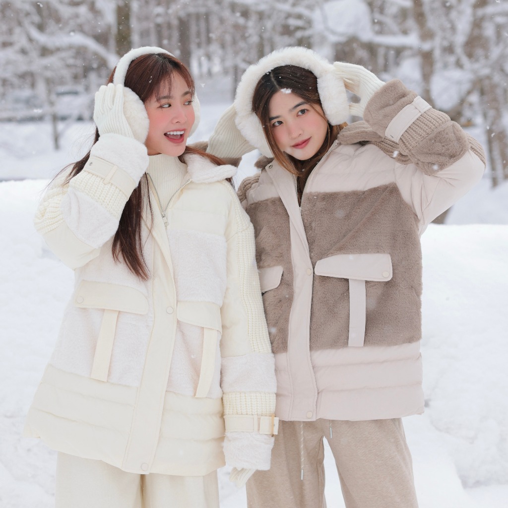 CO0943 แจ็คเก็ตขนเป็ดแต่งขน Coat over