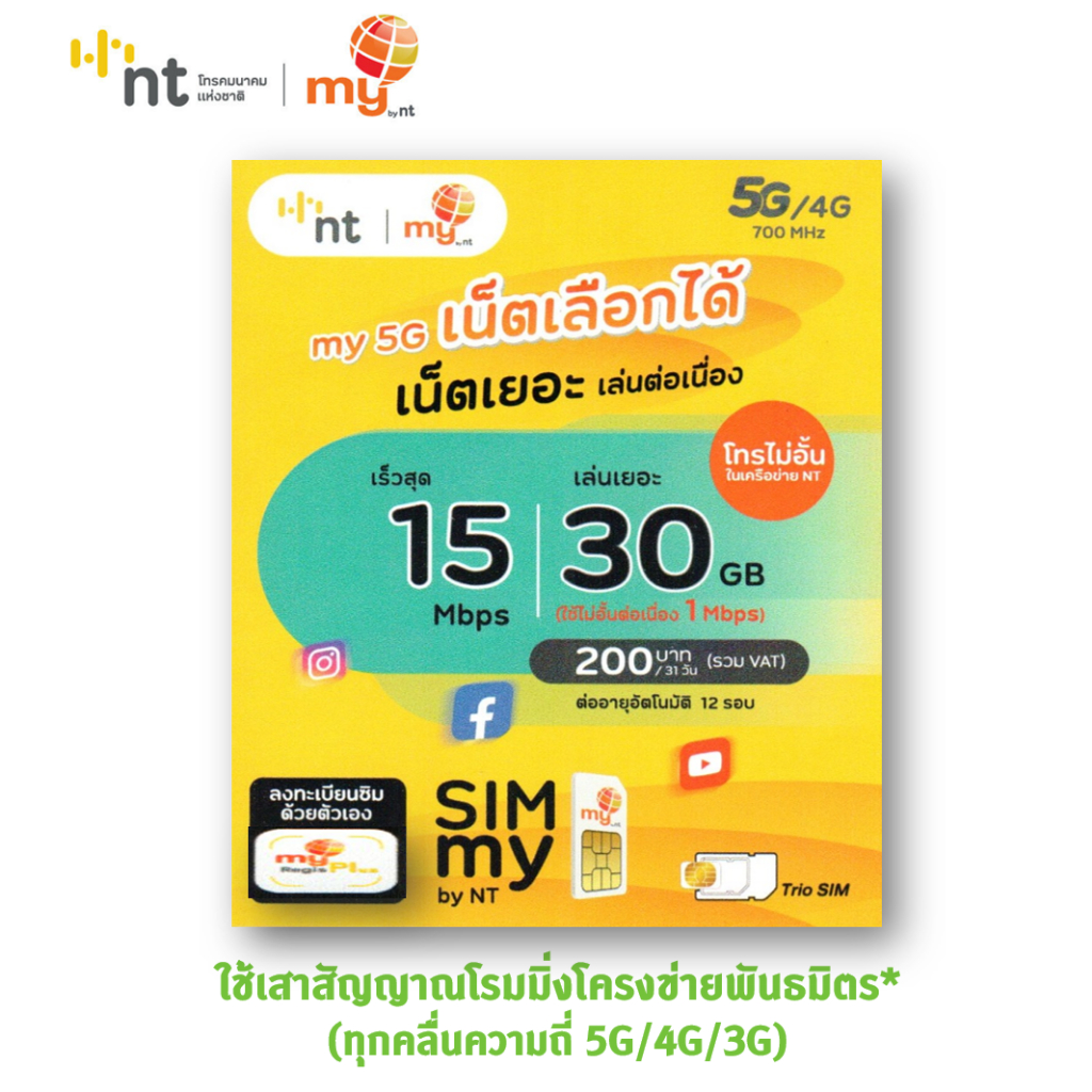[ Set 4 ] ซิมเทพ my เลือกได้ ซิมเทพ Mini 15Mbps 30GB FUP 1Mbps ไม่อั้น ฟรีเดือนแรก ต่อโปร 200 บาท/เดือน ต่อโปรได้ 12 รอบ