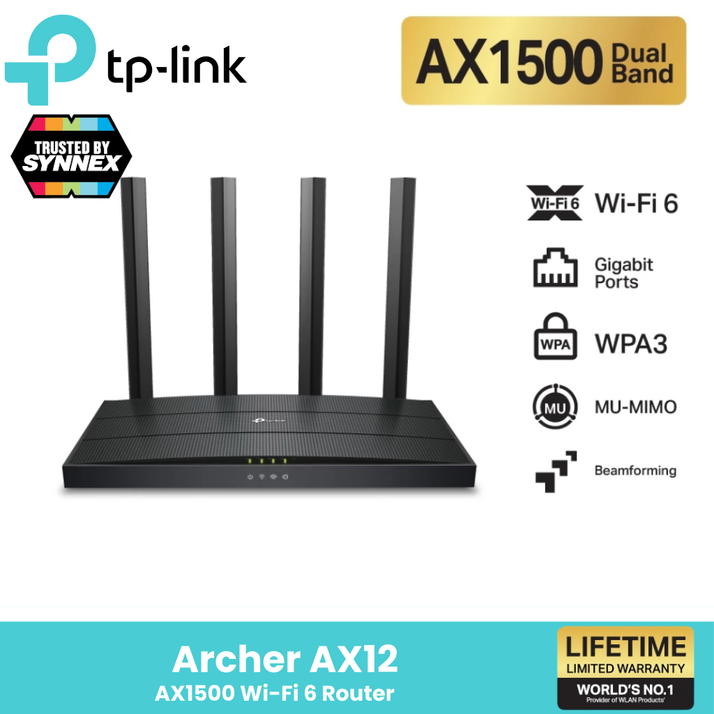 TP-Link Archer AX12 AX1500 Gigabit เราเตอร์ไวไฟ 6 พร้อม Beamforming และ OFDMA ช่วยลดความล่าช้าในการร