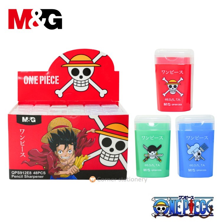กบเหลาดินสอ 1 รู ลายวันพีช one piece มีฝากปิด เก็บเศษดินสอได้ ตรา M&G รุ่น QPS912E8 pencil sharpener