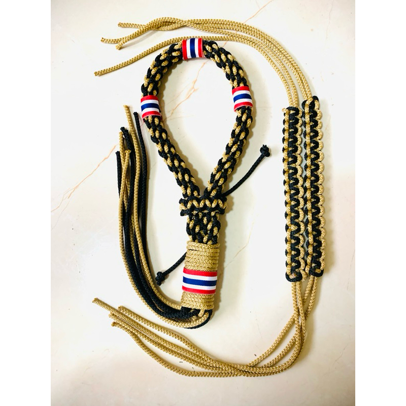 มงคลมวยไทยดำทองริบบิ้นธงชาติ