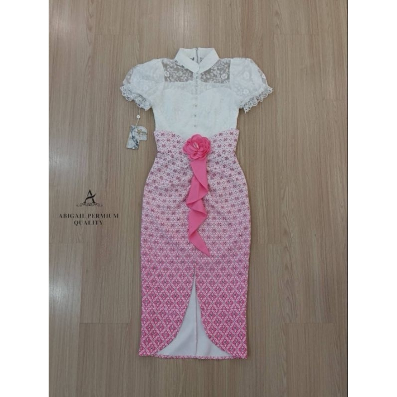 ชุดเซ็ตผ้าไทยสีฟ้ารับงานบุญ S-L Thai Print Set3 รูปที่ 6