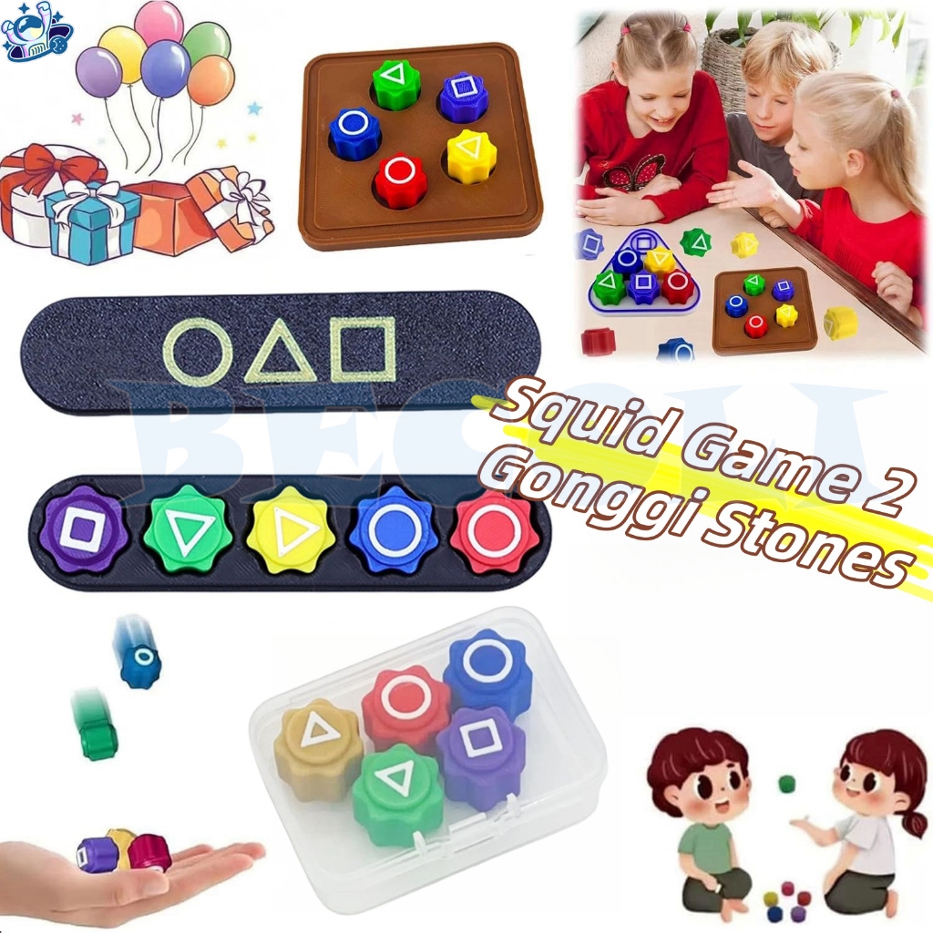 🔥ชุดพร็อพเกมโบราณเกาหลี Squid Game 2 Gonggi Stones เกมเกาหลีจับหินแบบดั้งเดิม 3D พิมพ์ ของเล่นเกมปลา
