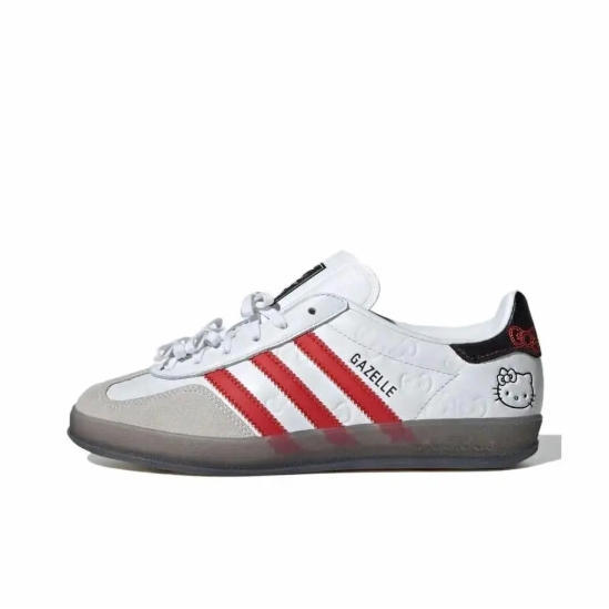 Hello Kitty x adidas originals GAZELLE INDOOR “White Red Core Black” นิยมทั้งชาย และหญิง sneakers【ขอ
