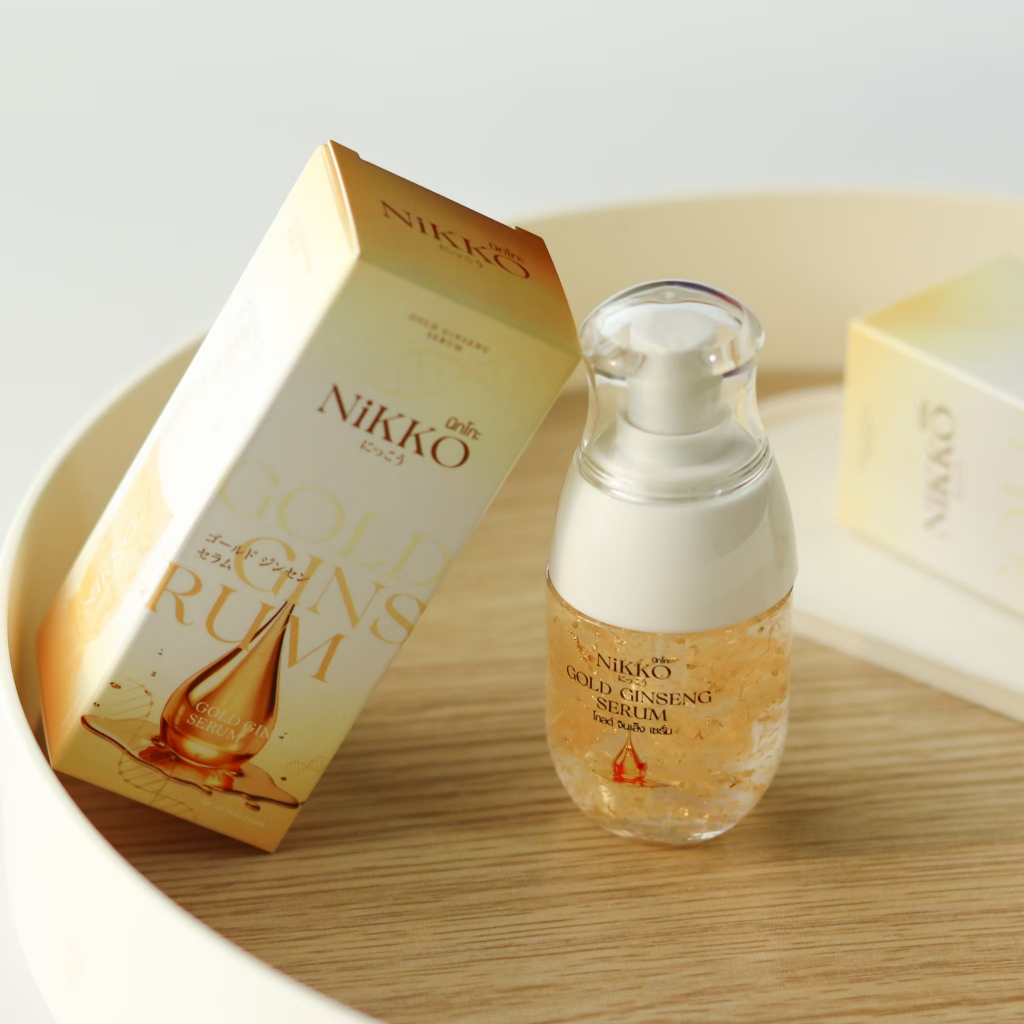 <เซรั่มทาหน้>นิกโกะ โกลด์จินเส็งเซรั่ม // 30ml  // เซรั่มทองคำ สูตรสารสกัดโสมเข้มข้น ลดฝ้ากระจุดด่างดำ ลดเลือนริ้วรอย ราคา ถูกที่สุด ดีลบีเคเค แกลเลอรีภาพที่ 6