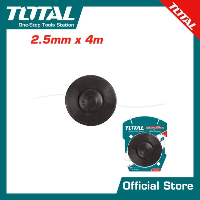 TOTAL กระปุกสายเอ็นตัดหญ้า 2.4 มม. x 4 เมตร รุ่น TGTLS2545 สำหรับ เครื่องตัดหญ้า TOTAL และอื่นๆ