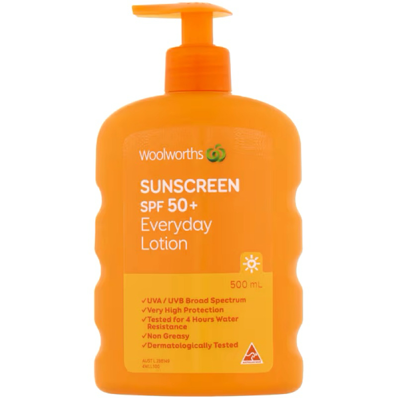 Woolworths Sunscreen Spf 50+ 500ml มีใบเสร็จแนบให้