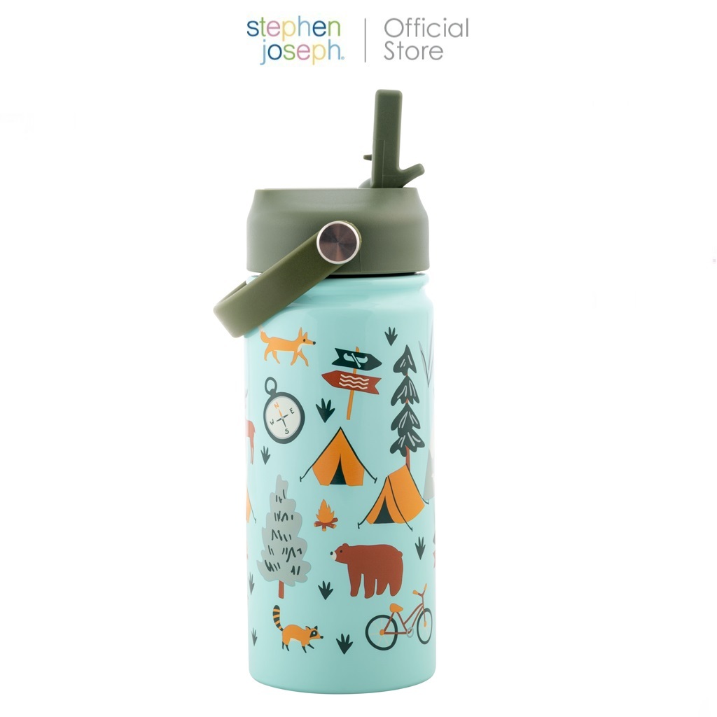 Stephen joseph กระติกน้ำเก็บอุณหภูมิ ยอดนิยมจากอเมริกา เก็บร้อนเย็นได้ ขนาด414ml Insulated Bottle with Handle OUTDOOR