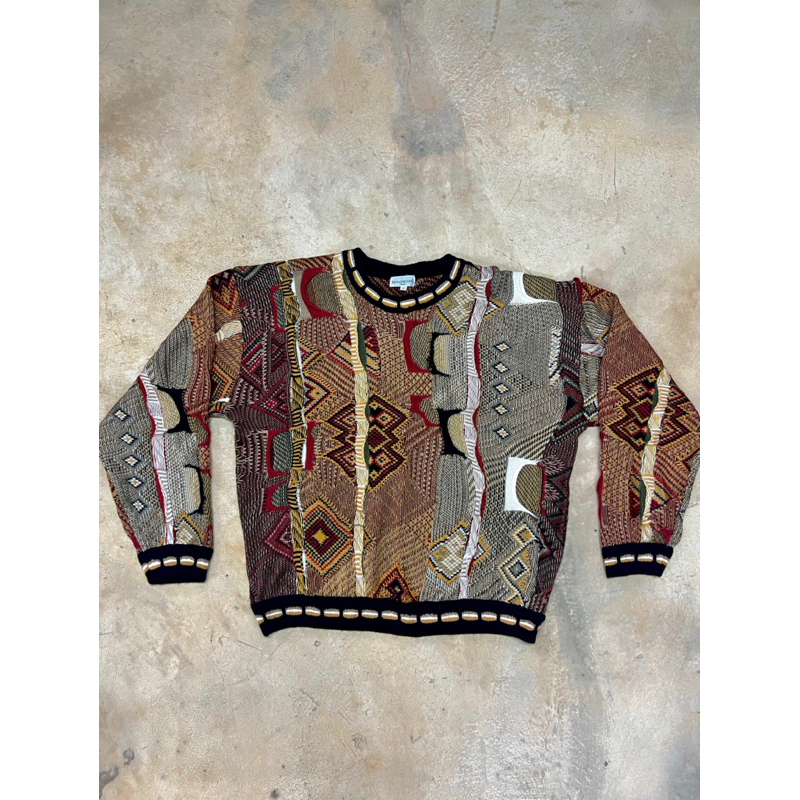 Vintage GIOVANNI UOMO Sweater Coogi-Style Canada 3D Knit 90s Colorful Biggie