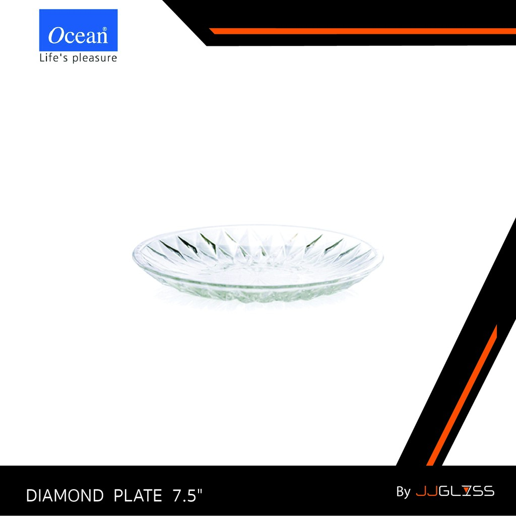 JJGLASS - (Ocean) P00102 Diamond Saucer 7 1/2 -  จานแก้ว จานลายคริสตัล จานโอเชี่ยน